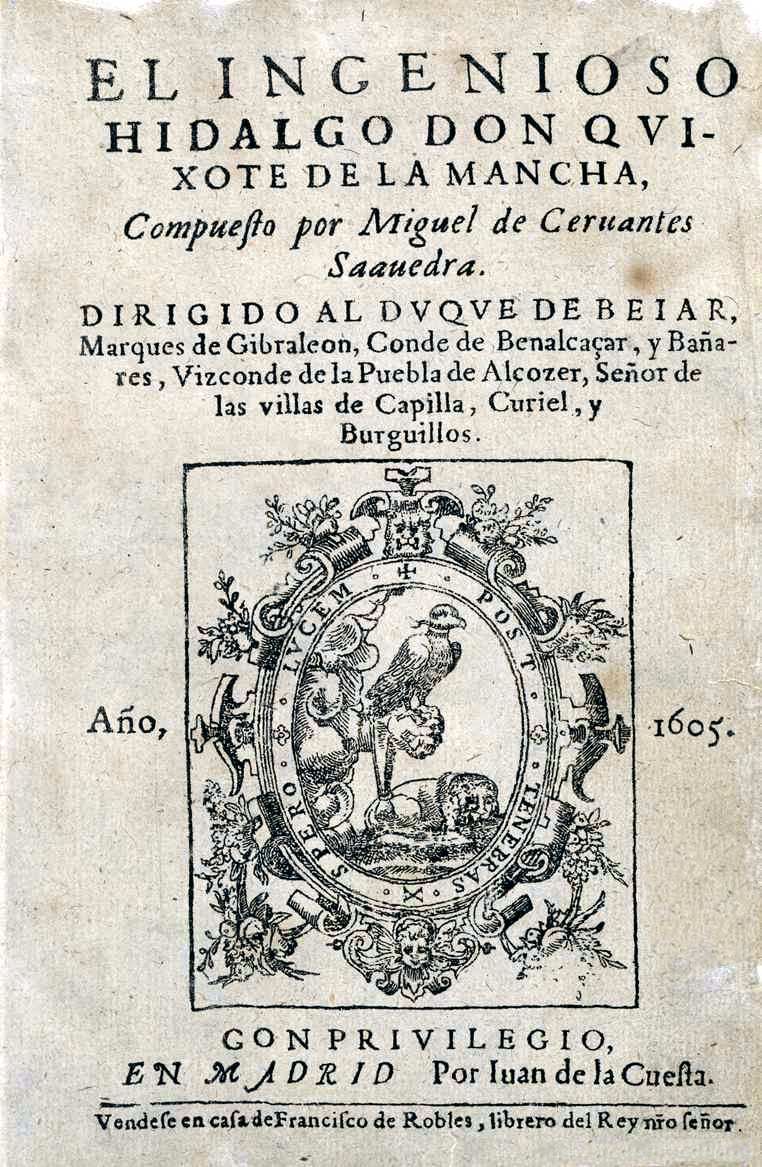 Portada de la primera edición de Don Quijote, Madrid, 1605